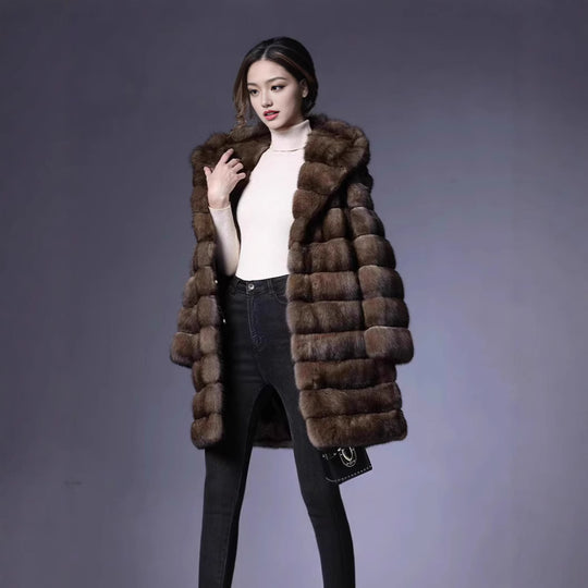 Damen Luxuriöser Kunstfellmantel im modischen Patchwork-Design Heidi-Mode