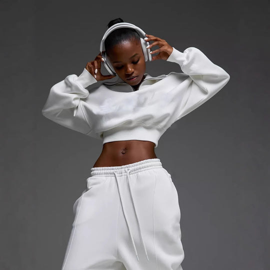 Damen lässiges und oversized Sweatset mit Reißverschluss Heidi-Mode