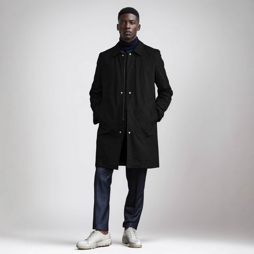 Herren eleganter Mantel mit praktischen Taschen und modernem Kragen Heidi-Mode