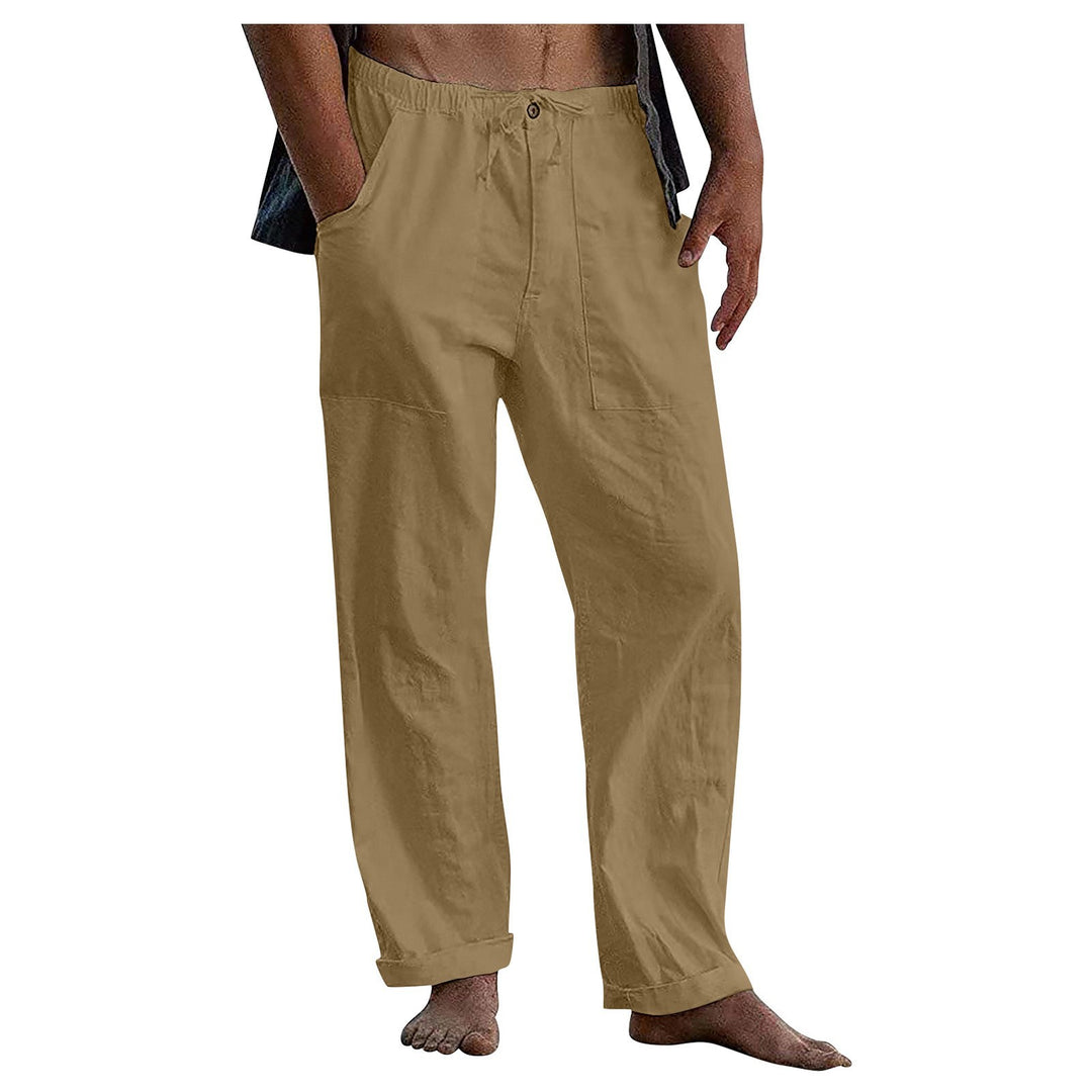 Herren Relaxed Fit Leinenhose mit elastischem Bund und praktischen Taschen Heidi-Mode