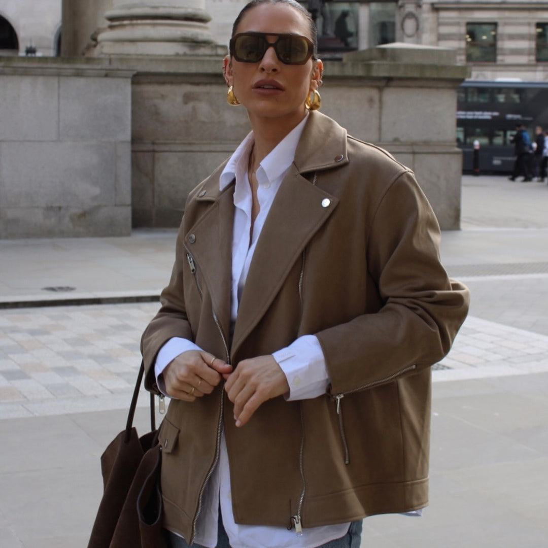 Damen Bikerjacke aus hochwertigem Kunstleder Heidi-Mode