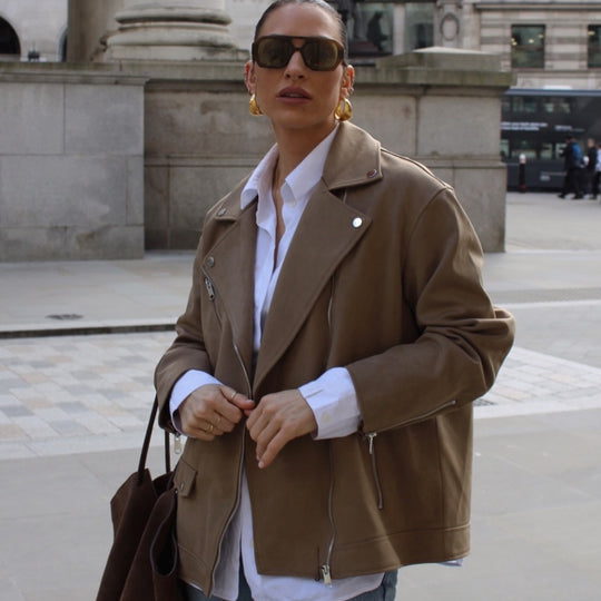 Damen Bikerjacke aus hochwertigem Kunstleder Heidi-Mode