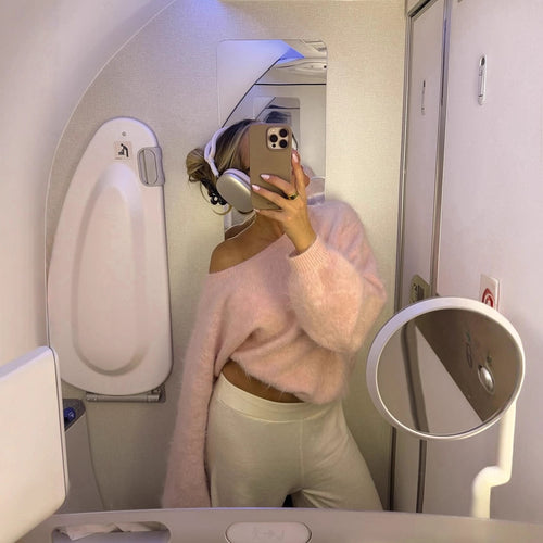 Damen Weicher Pullover aus Mohair-Mix mit oversized Ärmeln Heidi-Mode