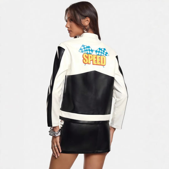 Damen Bikerjacke im Racing-Stil Heidi-Mode