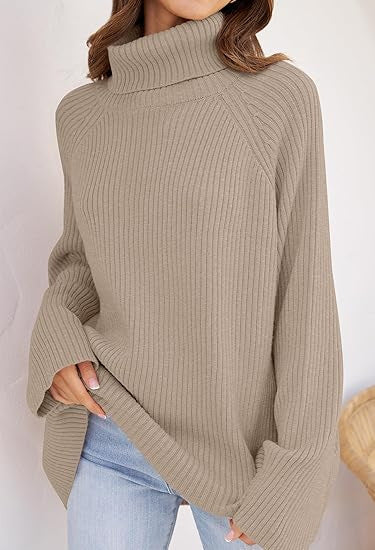 Damen Feinstrickpullover mit hohem Kragen und weitem Schnitt Heidi-Mode
