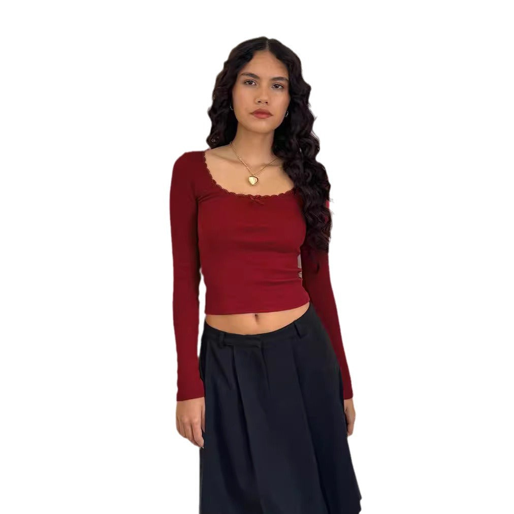 Damen Langarmshirt mit eleganter Rüsche und körpernaher Passform Heidi-Mode