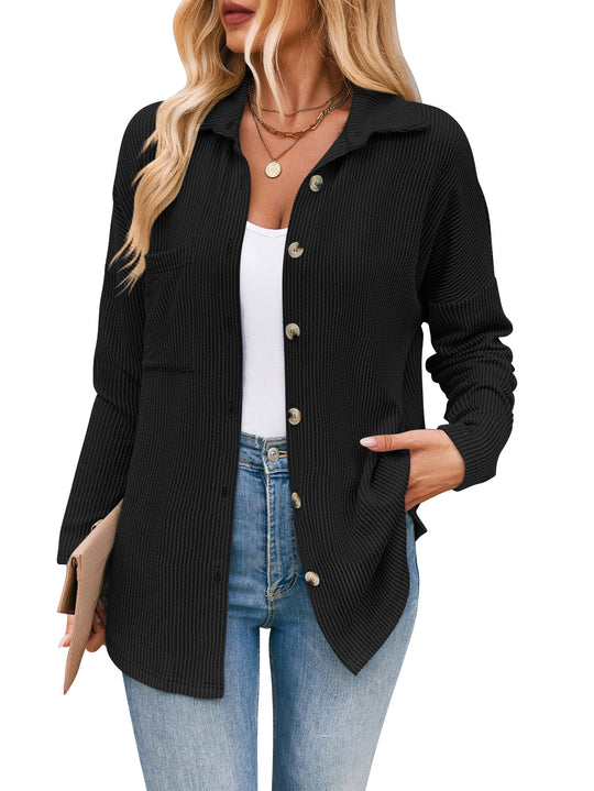 Damen lässige Strickjacke mit Knopfleiste Heidi-Mode