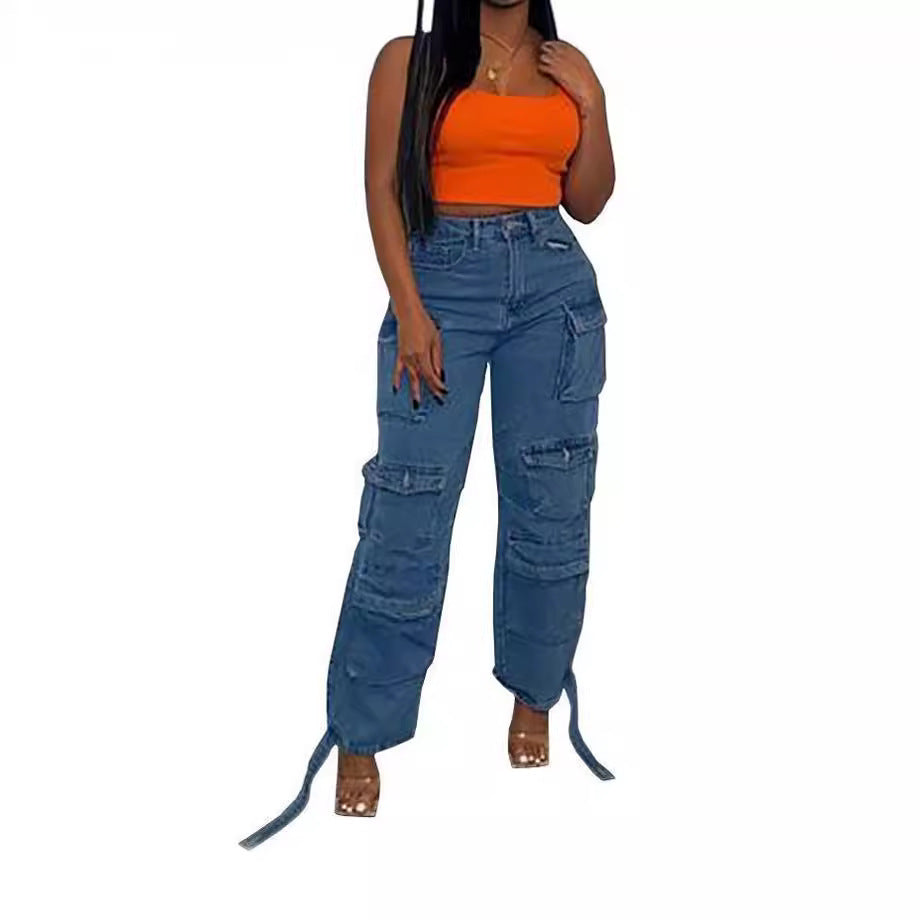 Damen Cargo-Hose mit praktischen Seitentaschen und lässigem Schnitt Heidi-Mode