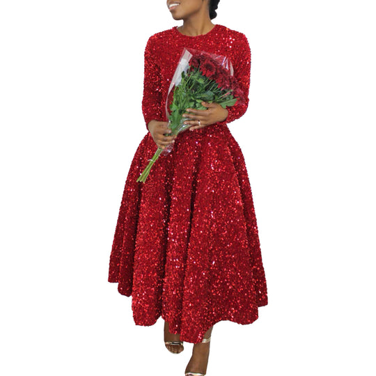 Damen Abendkleid mit glitzernden Pailletten und eleganter A-Linie Heidi-Mode
