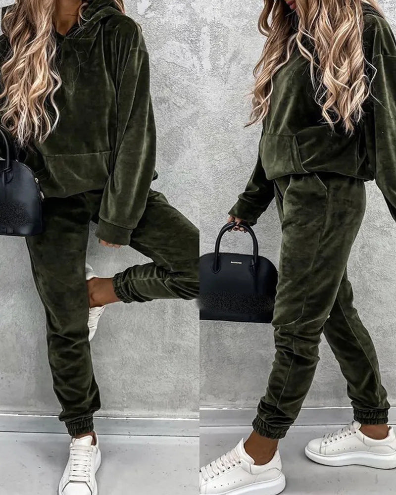 Damen kuscheliges Fleece-Set mit oversized Hoodie und bequemen Jogginghosen Heidi-Mode