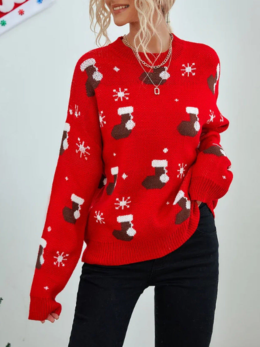 Damen kuscheliger Weihnachtspullover mit festlichem Motiv Heidi-Mode