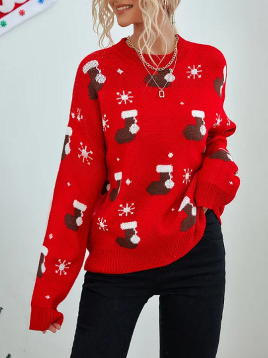 Damen kuscheliger Weihnachtspullover mit festlichem Motiv Heidi-Mode