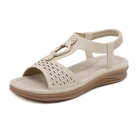 Damen Komfortable Sandalen mit atmungsaktiver Lochstruktur und modischer Schnallenapplikation Heidi-Mode