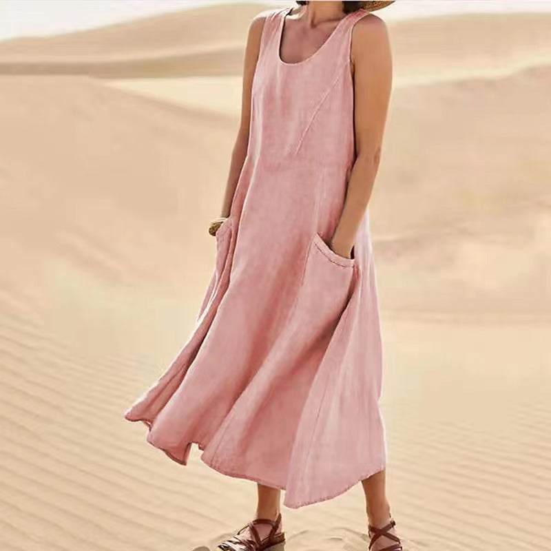 Damen Sommerliches Maxi-Kleid mit praktischen Taschen und lässigem Schnitt Heidi-Mode