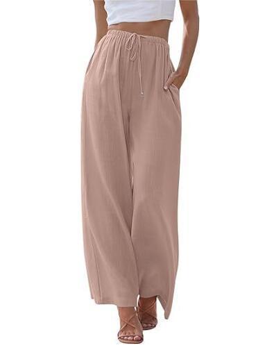 Damen Weite Palazzo-Hose mit elastischem Bund und praktischen Taschen Heidi-Mode