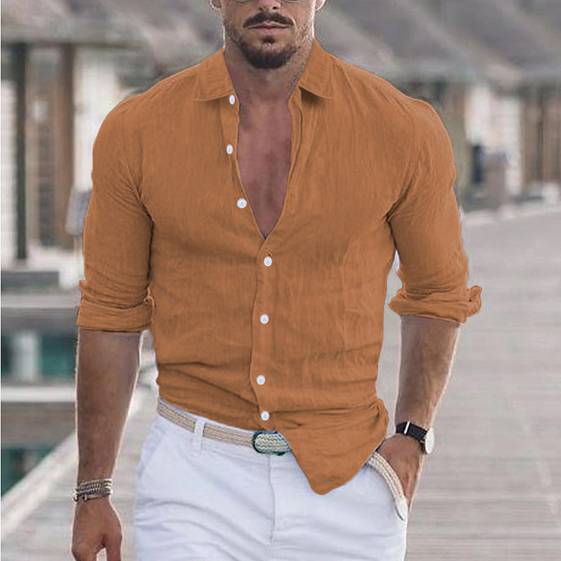 Herren Premium Leinenhemd mit modernem Slim-Fit Schnitt und hautfreundlicher Textur Heidi-Mode