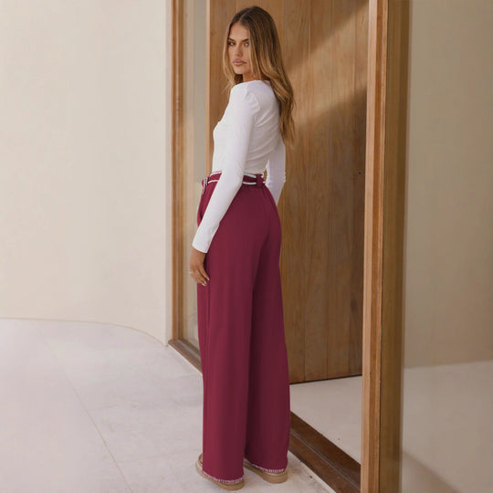 Damen Weitgeschnittene Freizeit-Hose mit elastischem Bund und lässigem Design Heidi-Mode