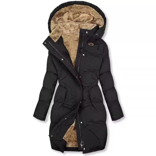 Damen gefütterter Winterparka mit abnehmbarer Kapuze und weichem Innenfutter Heidi-Mode
