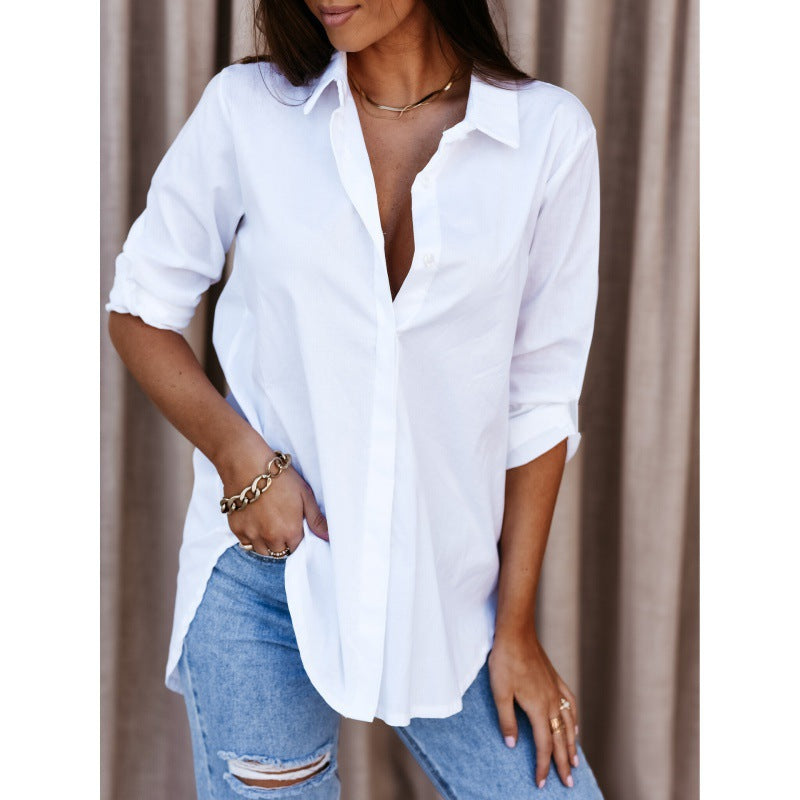 Damen vielseitige langärmlige Knopf-bluse Heidi-Mode