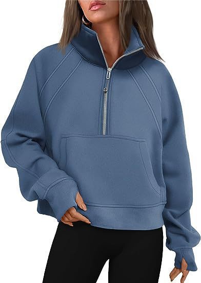 Damen Sportlicher Pullover mit hohem Kragen und Reißverschluss Heidi-Mode