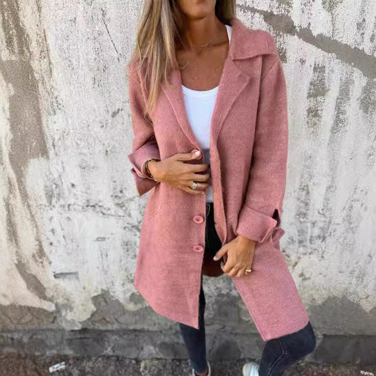 Damen kuscheliger Oversize-Mantel mit praktischen Taschen und elegantem Revers Heidi-Mode