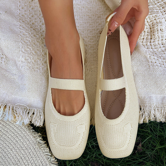 Damen atmungsaktive Ballerinas mit flexiblem Gummi-Obermaterial und verstellbarem Riemen Heidi-Mode