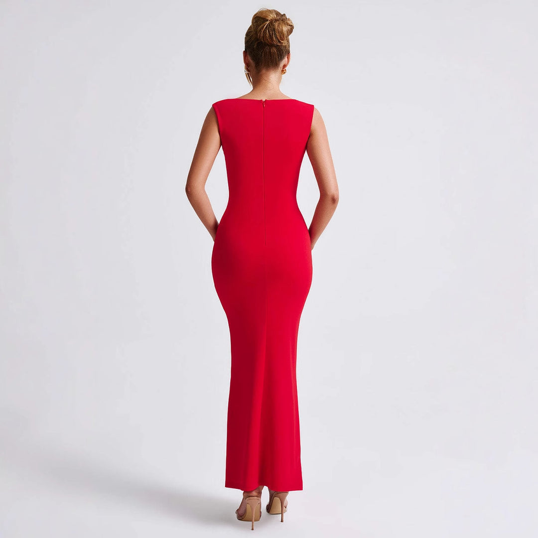 Damen Elegantes Langarm-Bodycon-Kleid mit quadratischem Ausschnitt und figurbetontem Schnitt Heidi-Mode