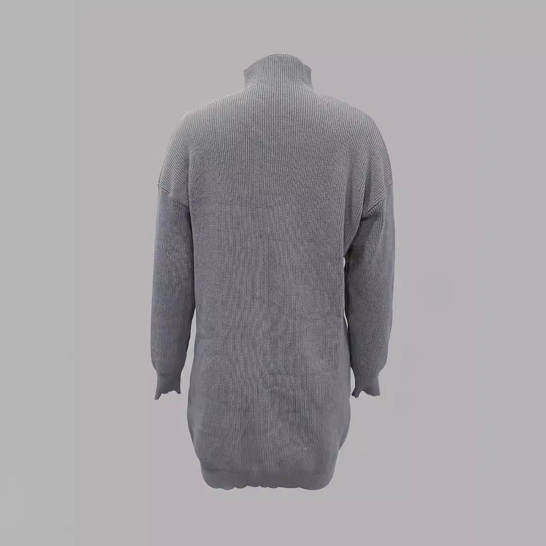 Damen Modisches Strickkleid mit hohem Kragen und oversize Schnitt Heidi-Mode