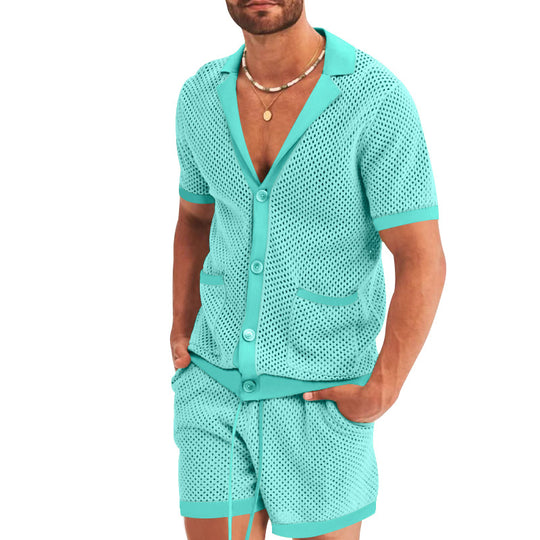 Herren atmungsaktives Künstler-Shorts-Set mit strukturiertem Design Heidi-Mode