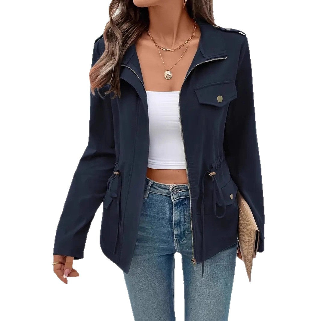 Damen Übergangsjacke mit verstellbarem Taillenzug und praktischen Taschen Heidi-Mode