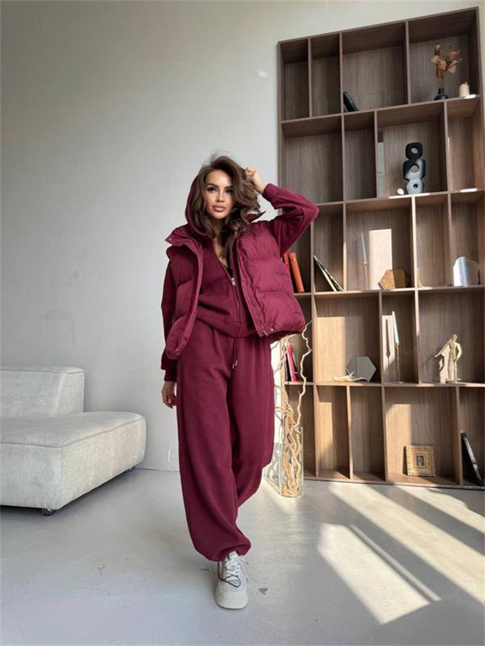Damen Sportliche Loungewear-Jacke und weite Hose mit elastischem Bund Heidi-Mode