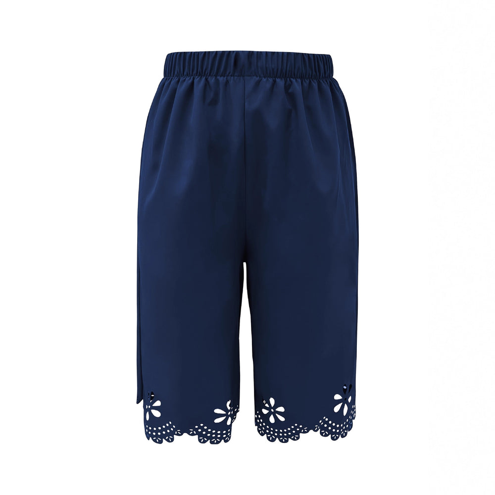 Damen Weite Culotte mit elegantem Lochmuster und elastischem Bund Heidi-Mode