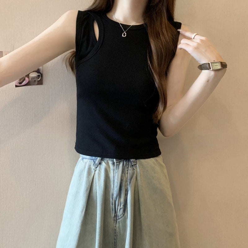Femme Cut-Out Schulter Crop Top Heidi-Mode