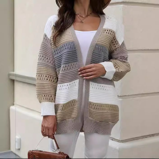Damen modische Strickjacke mit einzigartigem Muster und lässigem Schnitt Heidi-Mode