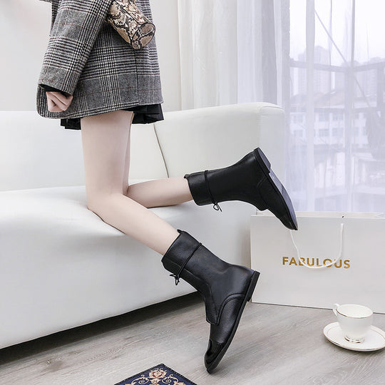 Damen Elegante Leder Stiefel mit glänzenden Spitzen Heidi-Mode