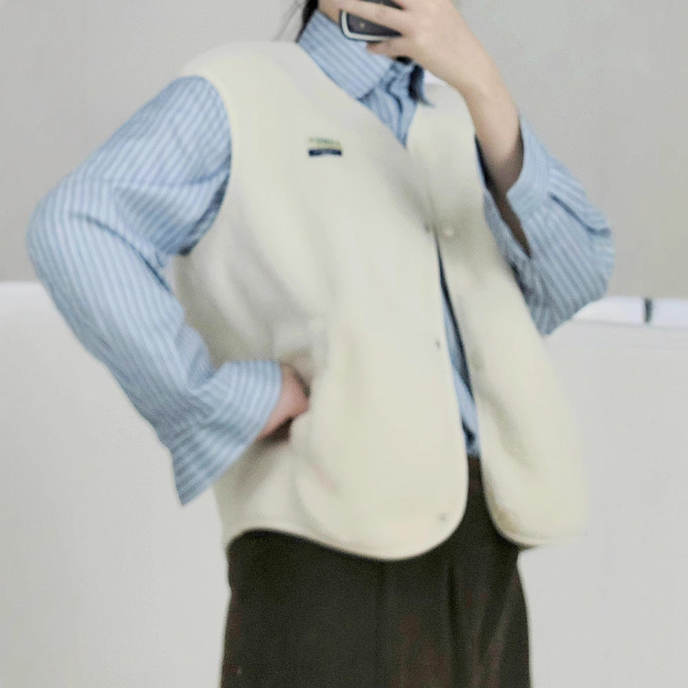 Damen Weiche und lässige Teddyweste mit seitlichen Taschen Heidi-Mode