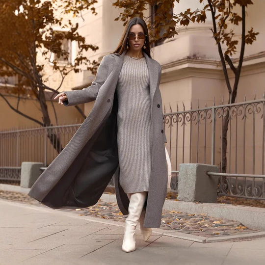 Damen Eleganter Doppelreiher-Mantel mit strukturierten Details Heidi-Mode