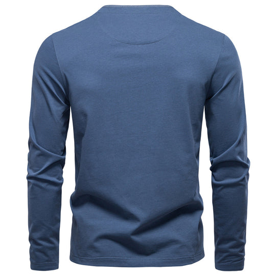 Herren Langarm-Henley-Shirt mit eleganten Druckknöpfen und bequemer Passform Heidi-Mode