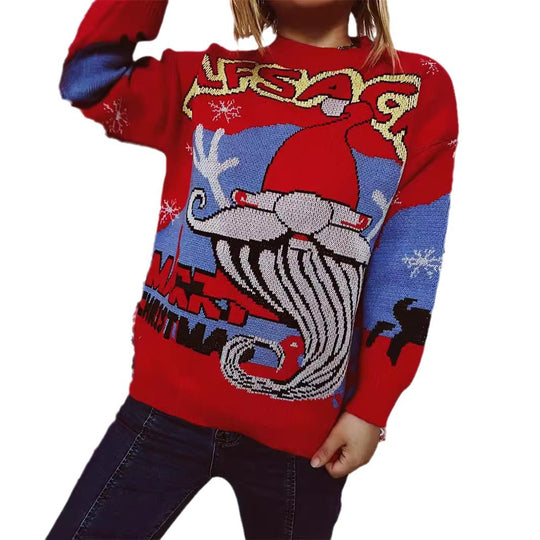 Damen Weihnachts-Pullover mit festlichem Rentier-Motiv und kreativen Designs Heidi-Mode