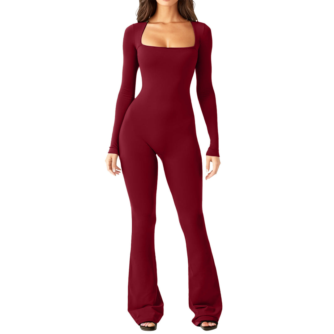 Damen Figürlicher Jumpsuit mit langen Ärmeln und weitem Bein Heidi-Mode