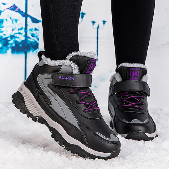 Damen Warm gefütterte Winterstiefel mit rutschfester Sohle und verstellbarem Klettverschluss Heidi-Mode