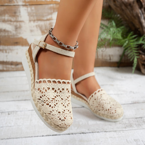 Damen Espadrilles mit raffiniertem Häkel-Design und rutschfester Sohle Heidi-Mode