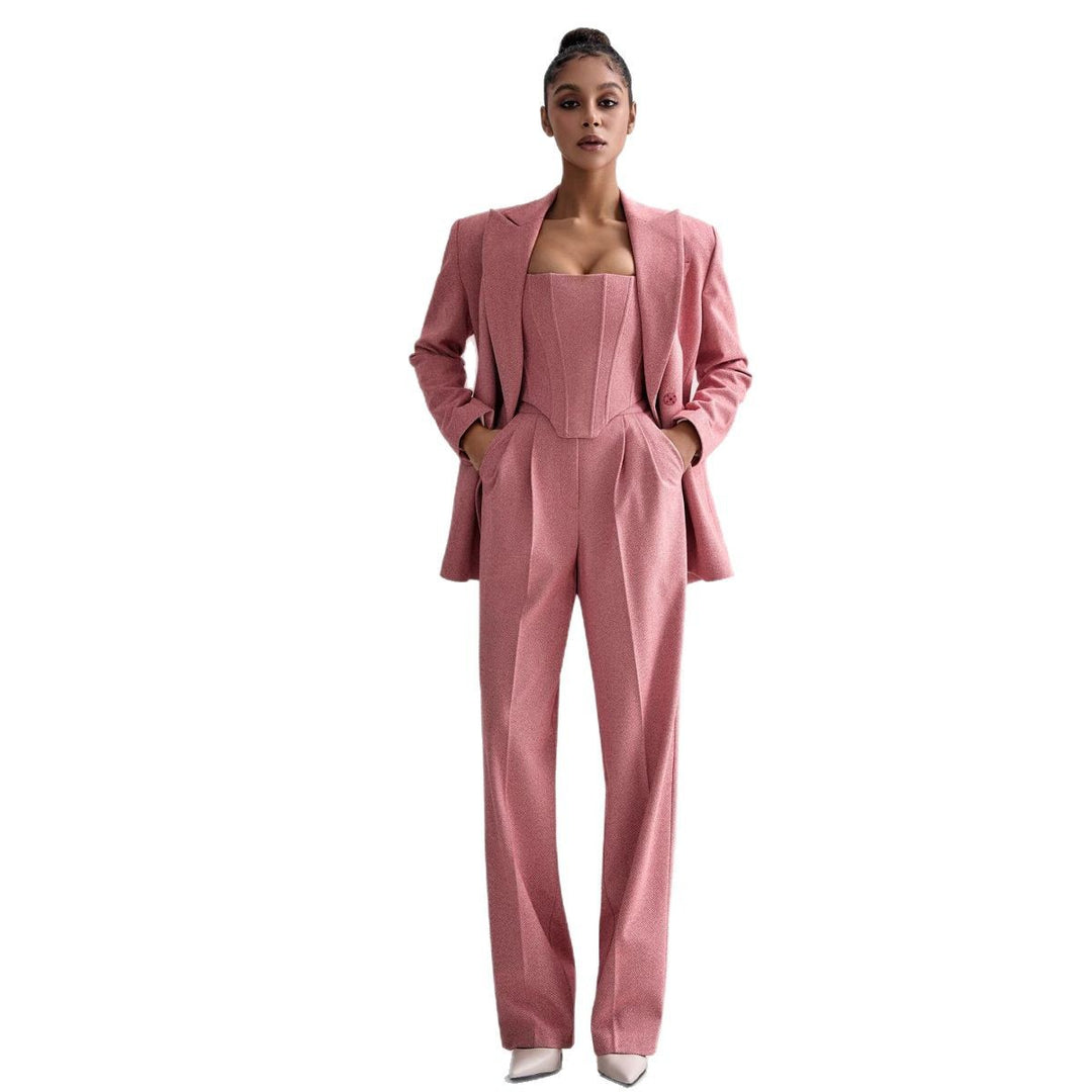 Damen Blazer mit Taillengürtel und schickem Revers Heidi-Mode