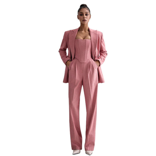 Damen Blazer mit Taillengürtel und schickem Revers Heidi-Mode