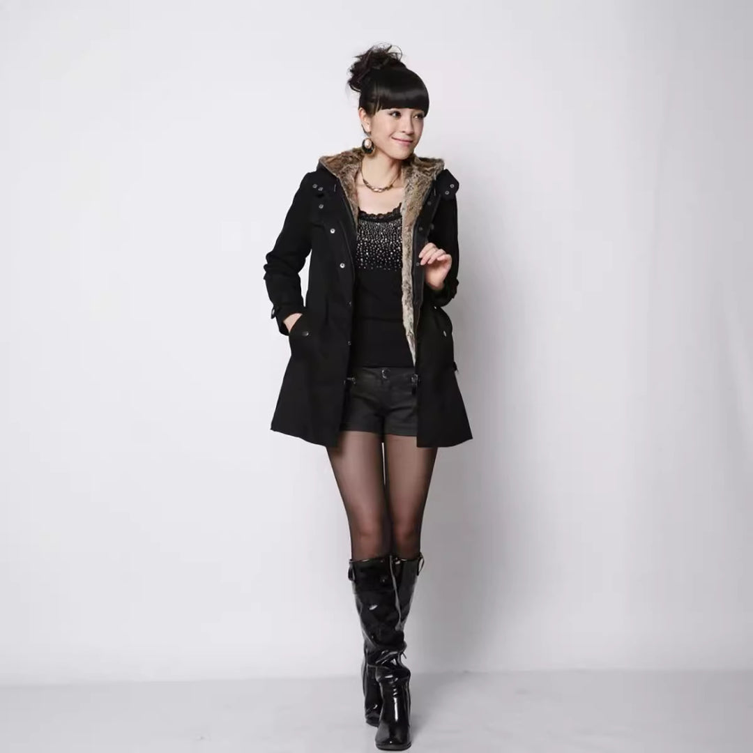 Damen Warm gefütterte Outdoor-Jacke mit Kapuze Heidi-Mode