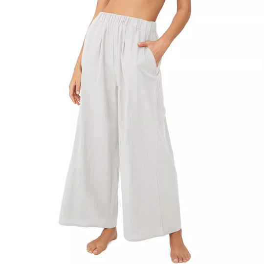 Damen Leichte Weitehose mit elastischem Bund und praktischen Taschen Heidi-Mode
