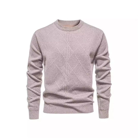 Herren Strickpullover mit strukturiertem Rautenmuster und klassischem Rundhalsausschnitt Heidi-Mode