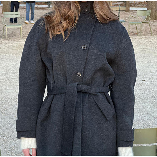 Damen bequeme Trenchcoatjacke mit Gürtel und voluminösen Ärmeln Heidi-Mode