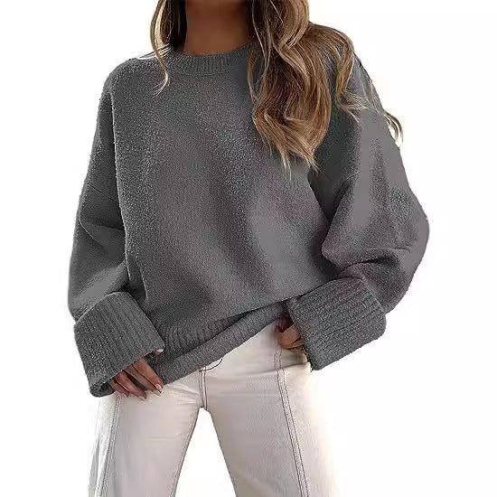 Damen gemütlicher Oversized Pullover mit strukturiertem Fleece Heidi-Mode