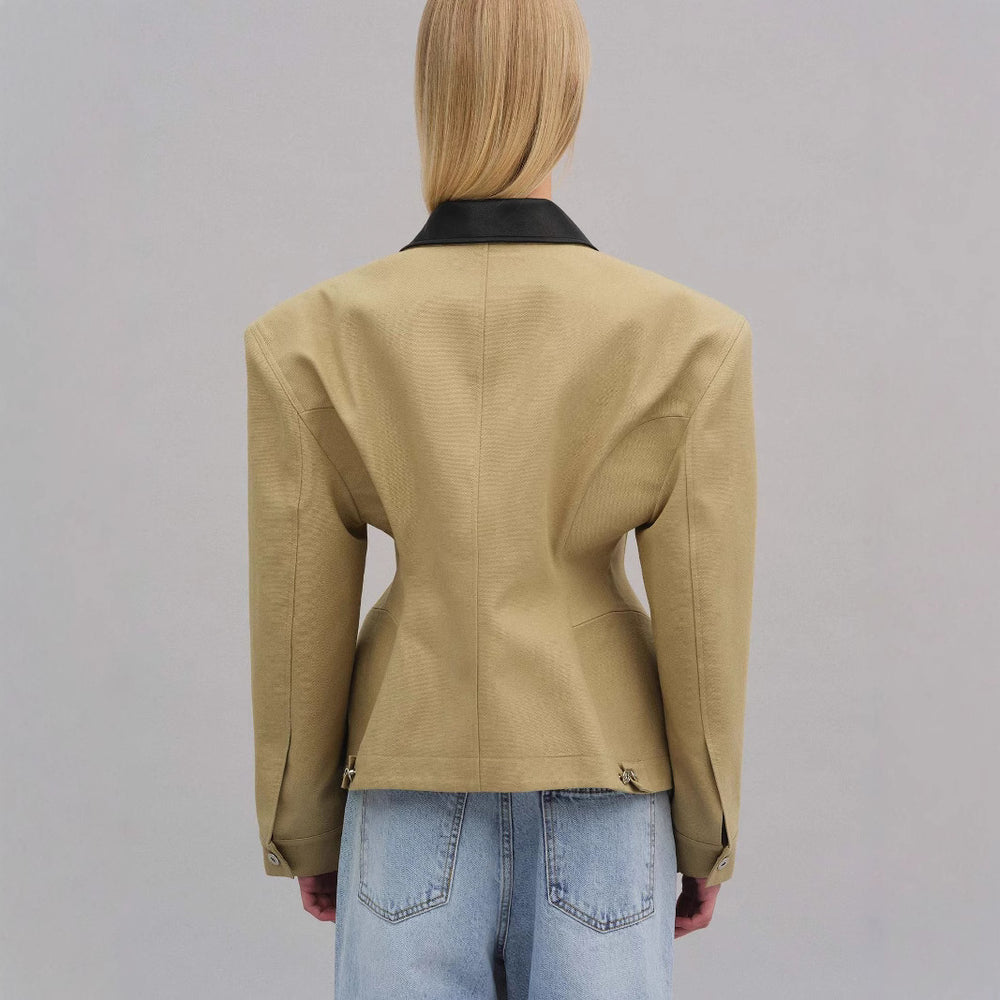 Damen modische Kurzjacke mit kontrastierendem Kragen Heidi-Mode